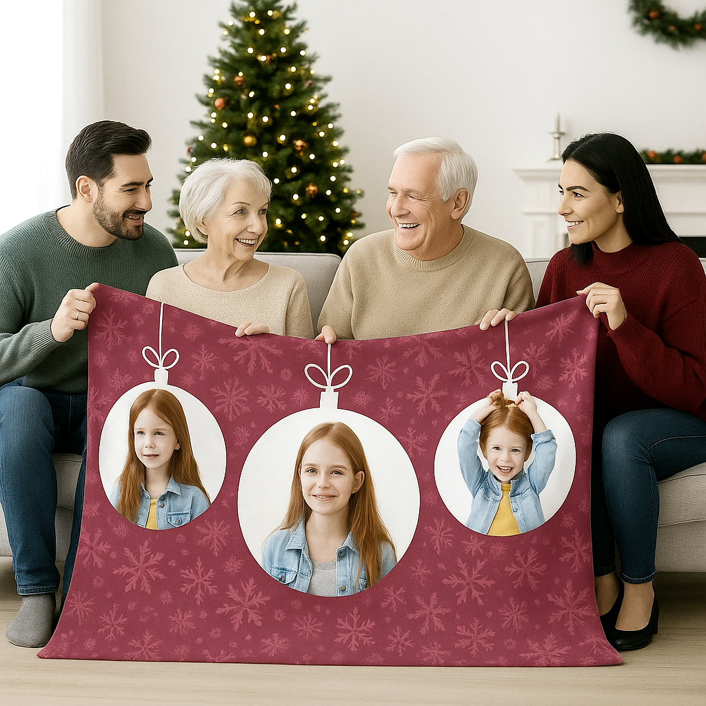 Coperta personalizzata con grafica natalizia come regalo